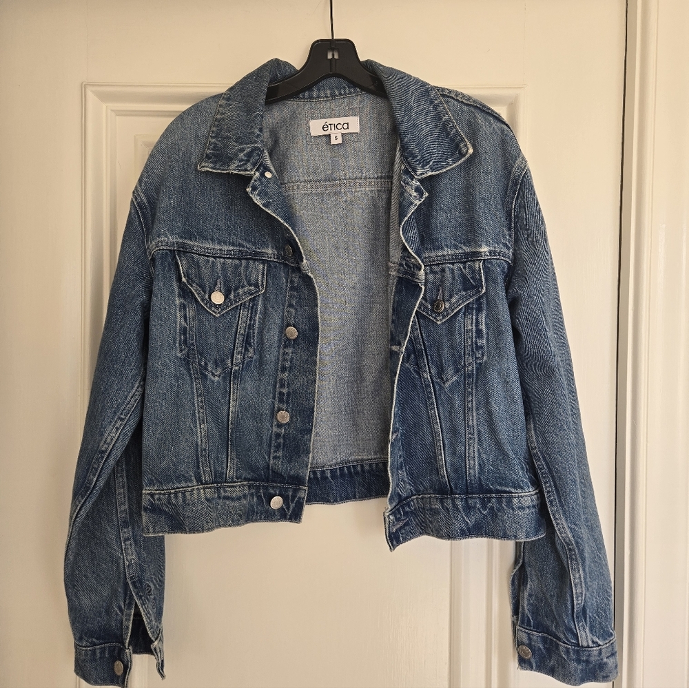 Etica Cropped Oversized Denim Jacket